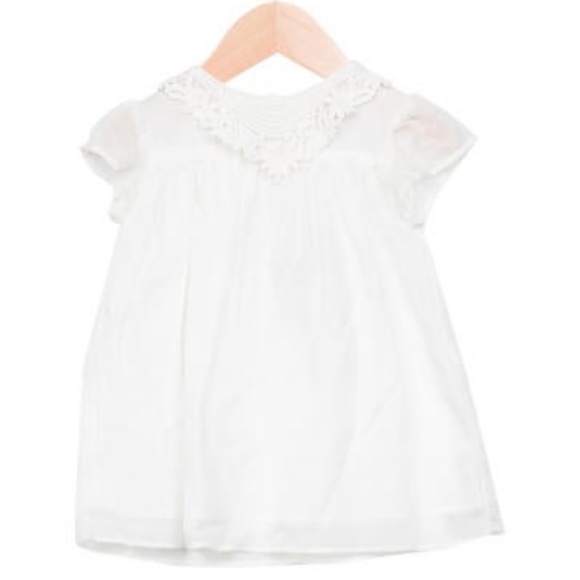 New Charabia Baby Girls’ Lace-Trimmed Cap Sleeve Dress - Picture 1 of 2